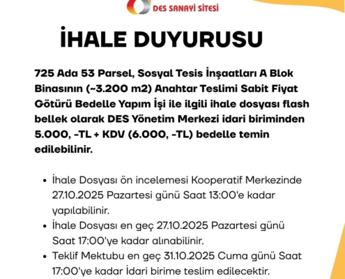 Sosyal Tesis İnşaatı İhalesi Duyurusu