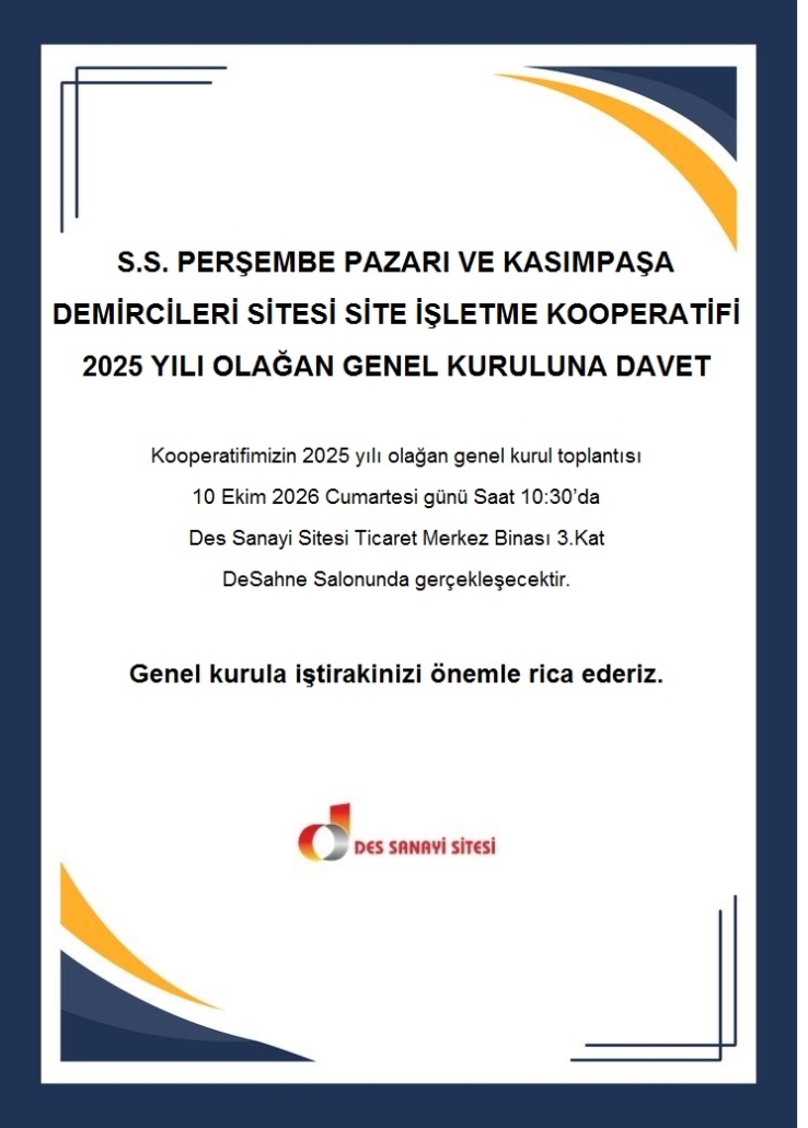 2025 Yılı Olağan Genel Kurul Toplantısı Duyurusu